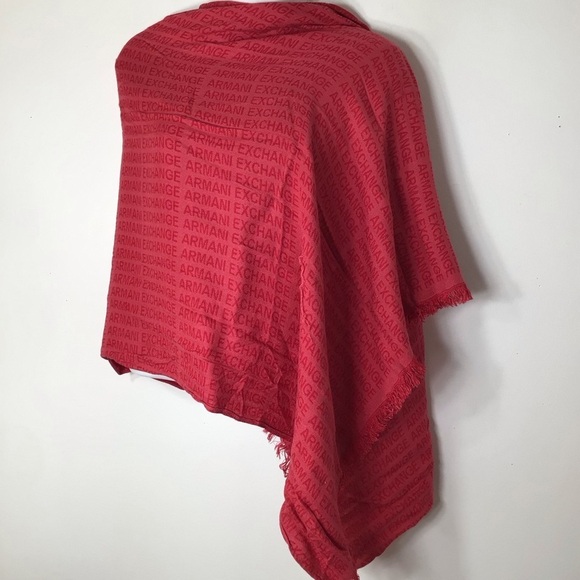 Armani Exchange scarf women red fringe - Picture 5 of 5